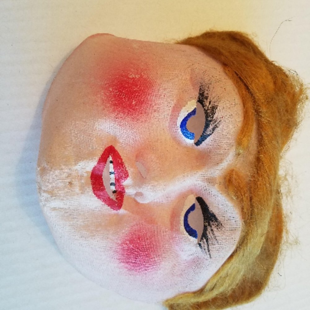HALLOWEEN Face MASK w/ HAIR Super Creepy 1930s/40s - Picture 4 of 4